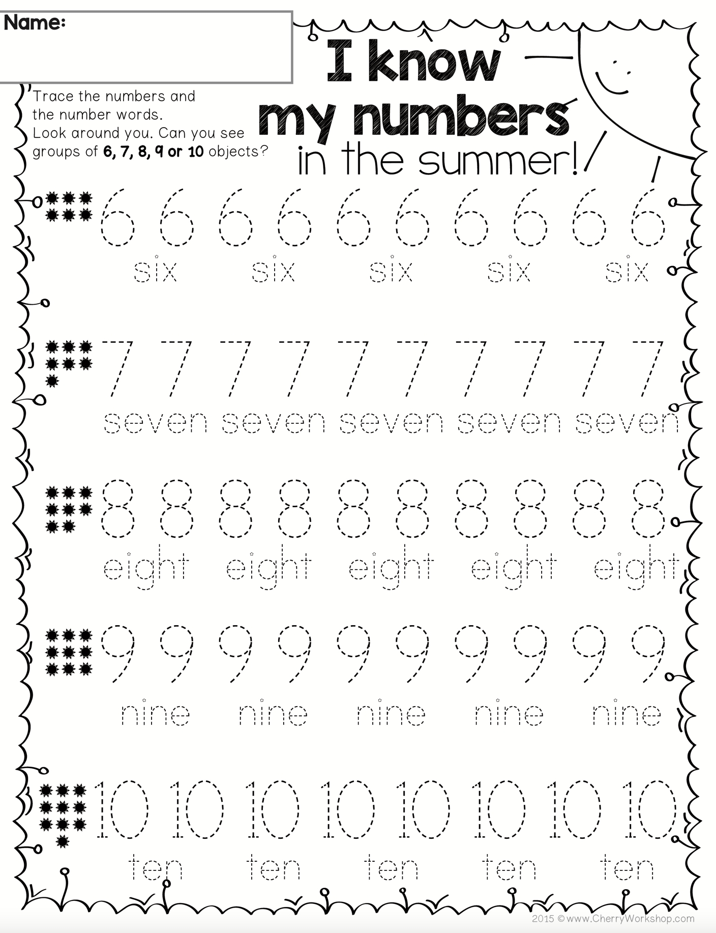 numbers 1 10 tracing worksheets