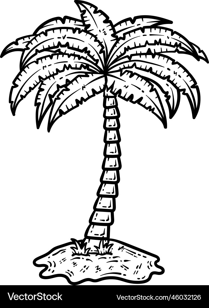 Summer Palm Tree Line Art Coloring Page For Adult Royalty Free Vector VectorStock