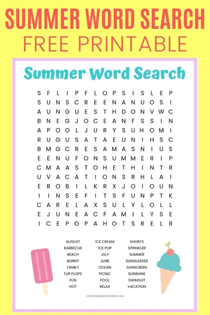 Summer Word Search Printable Summer Word Search Printable