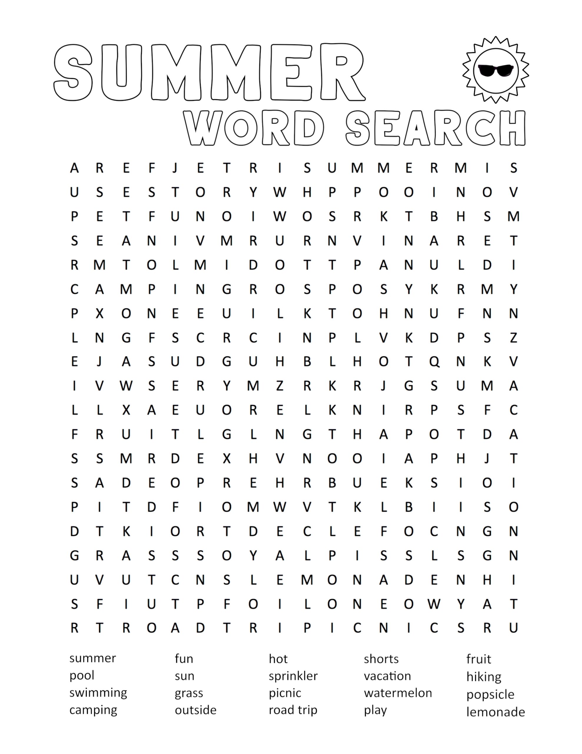 Summer Word Search Printable Paper Trail Design Summer Word Search Printable Paper Trail Design