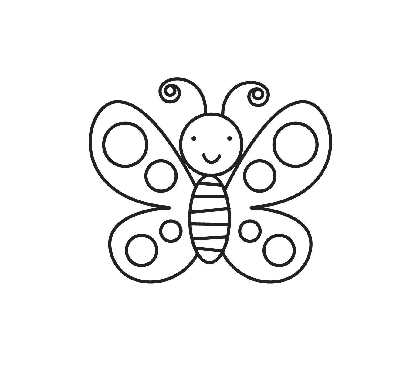 SVG CLIPART Cute Simple Butterfly Outline Cute Kids Clipart Cutting Machine Art Instant Download Etsy