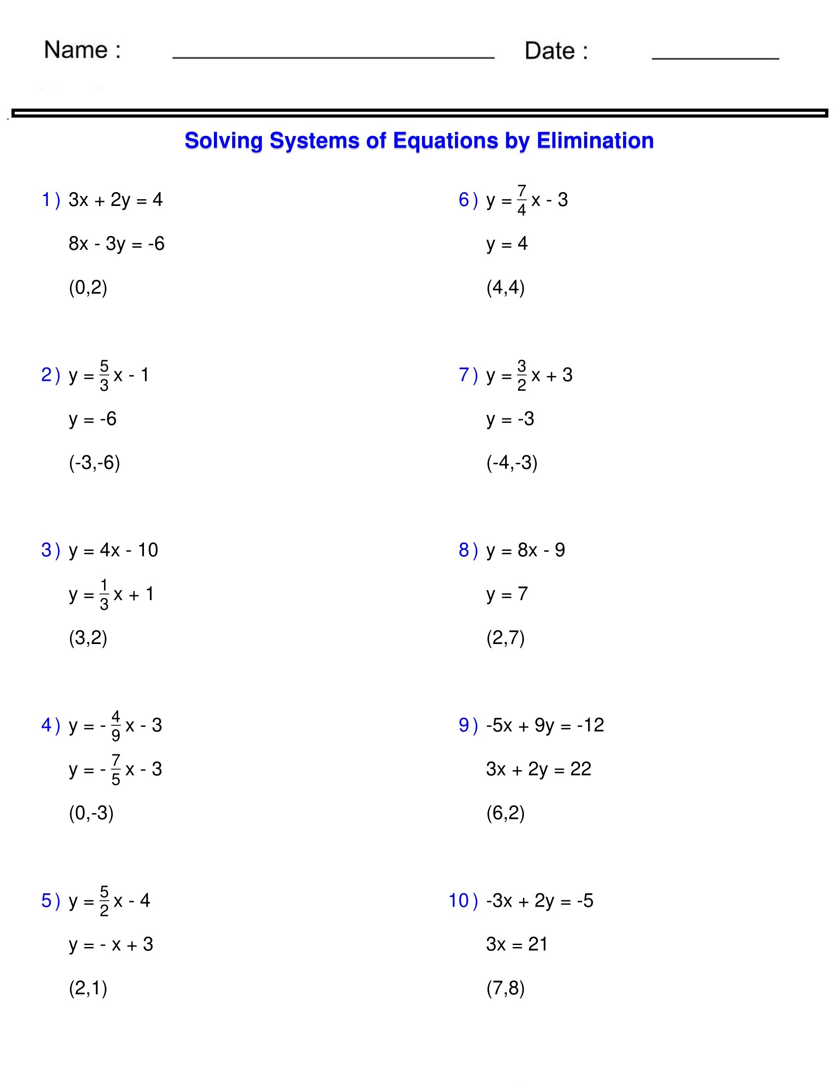 Systems Of Equations Solving Two Variable Systems Of Equations By Elimination Made By Teachers