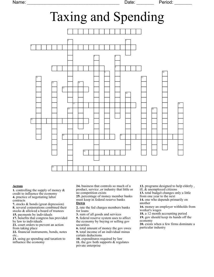 Taxing And Spending Crossword WordMint