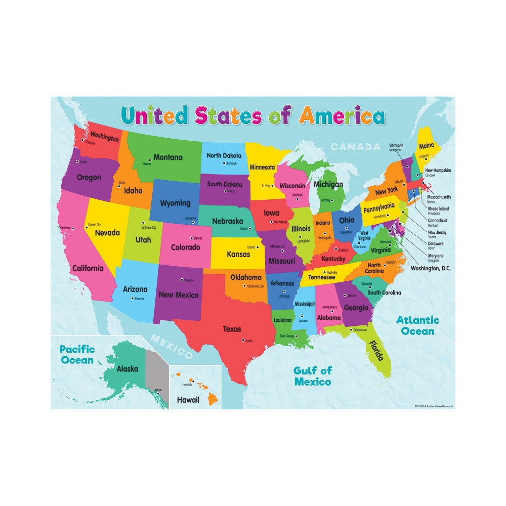 Teacher Created Resources Colorful United States Of America Map Chart Teacher Created Resources Colorful United States Of America Map Chart