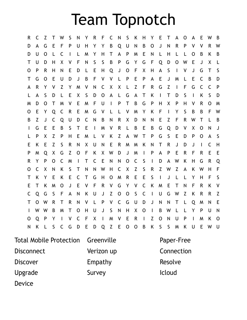 Team Topnotch Word Search WordMint Team Topnotch Word Search WordMint