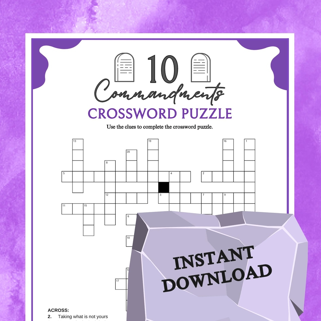 Ten Commandments Crossword Puzzle Old Testament Printable For Church Kids Teens Adults Sunday School Ministry Bible Activity Etsy New Zealand