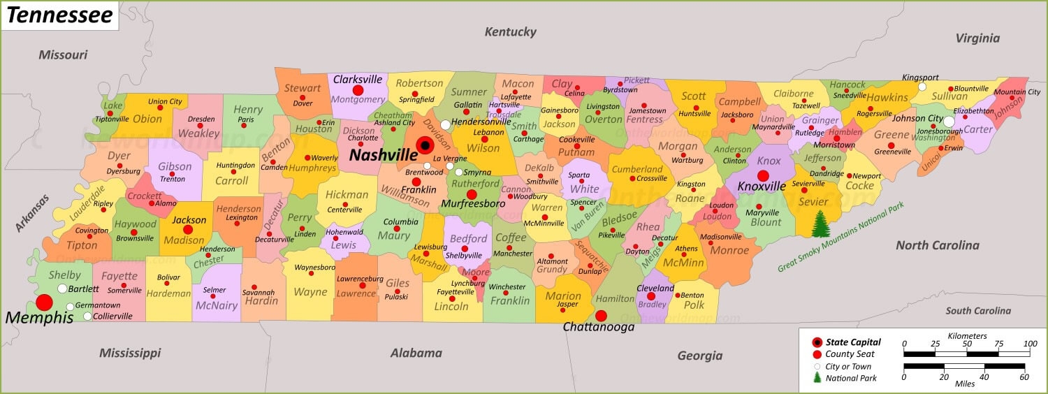 Tennessee Cities Map Guide Of The World