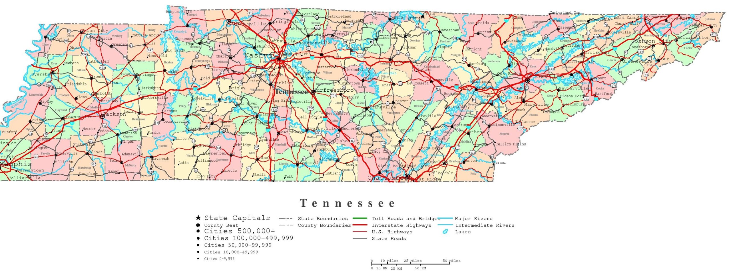 tennessee city map with counties