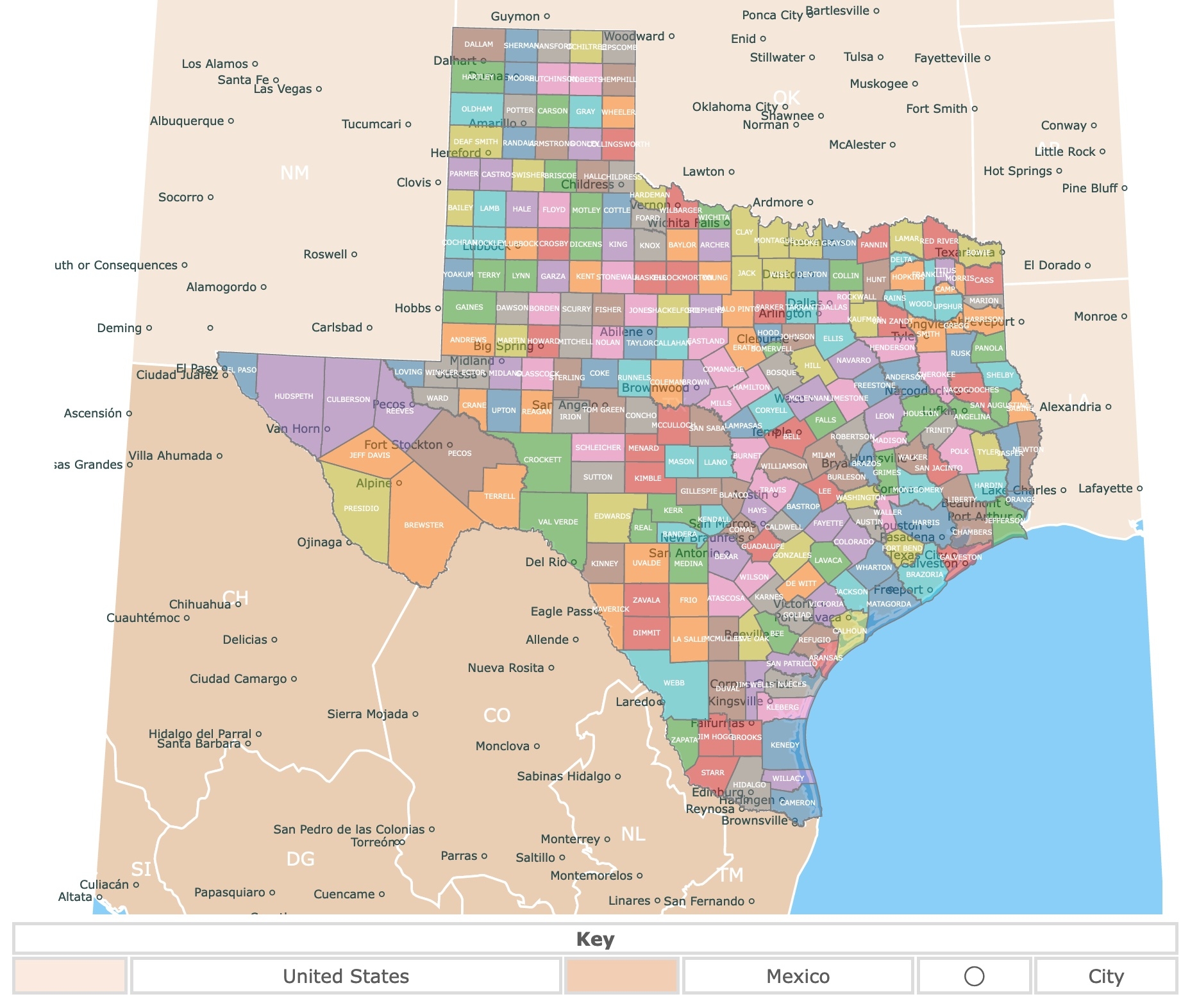 state of texas counties map