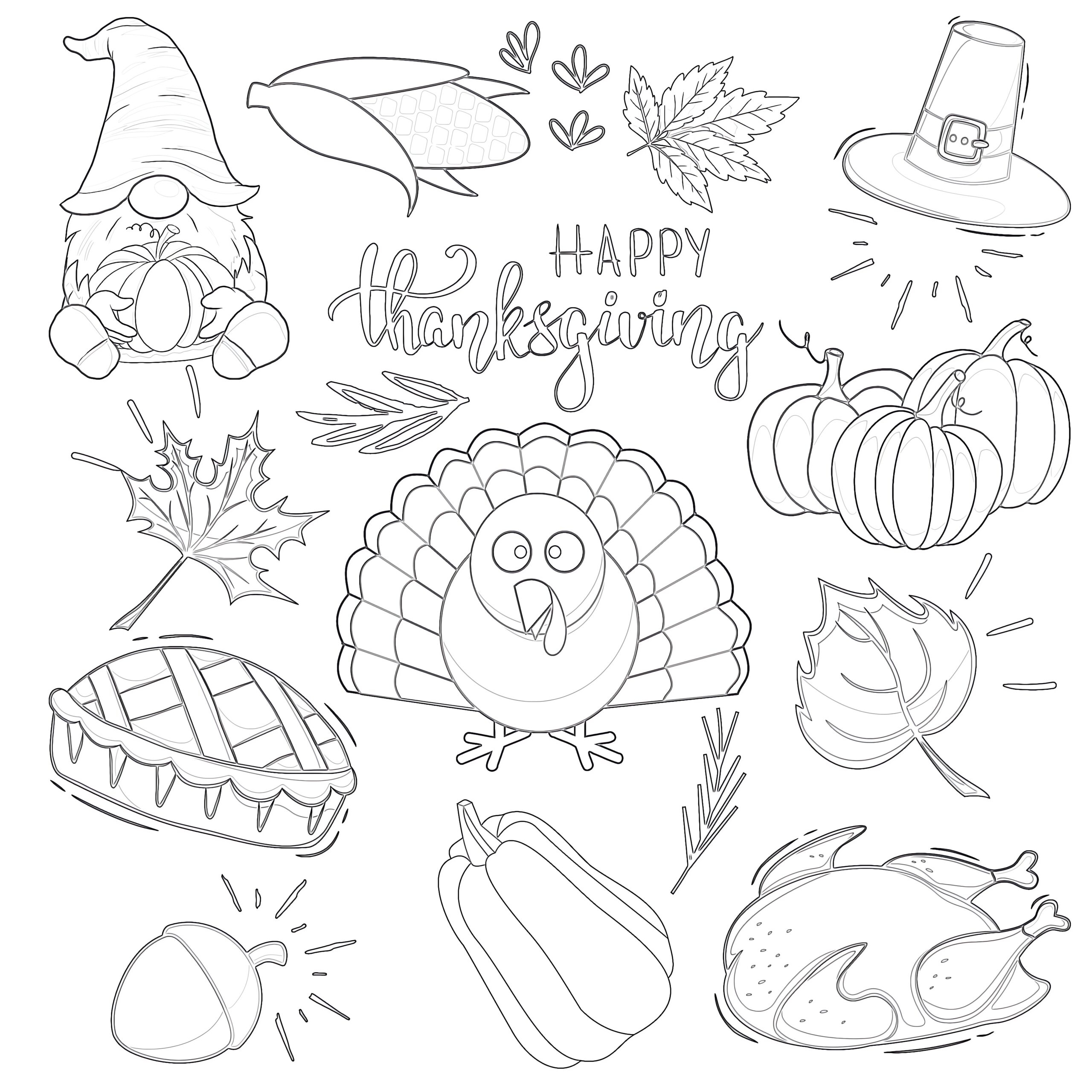Thanksgiving Day Set Coloring Page Coloring Pages Mimi Panda Thanksgiving Day Set Coloring Page Coloring Pages Mimi Panda