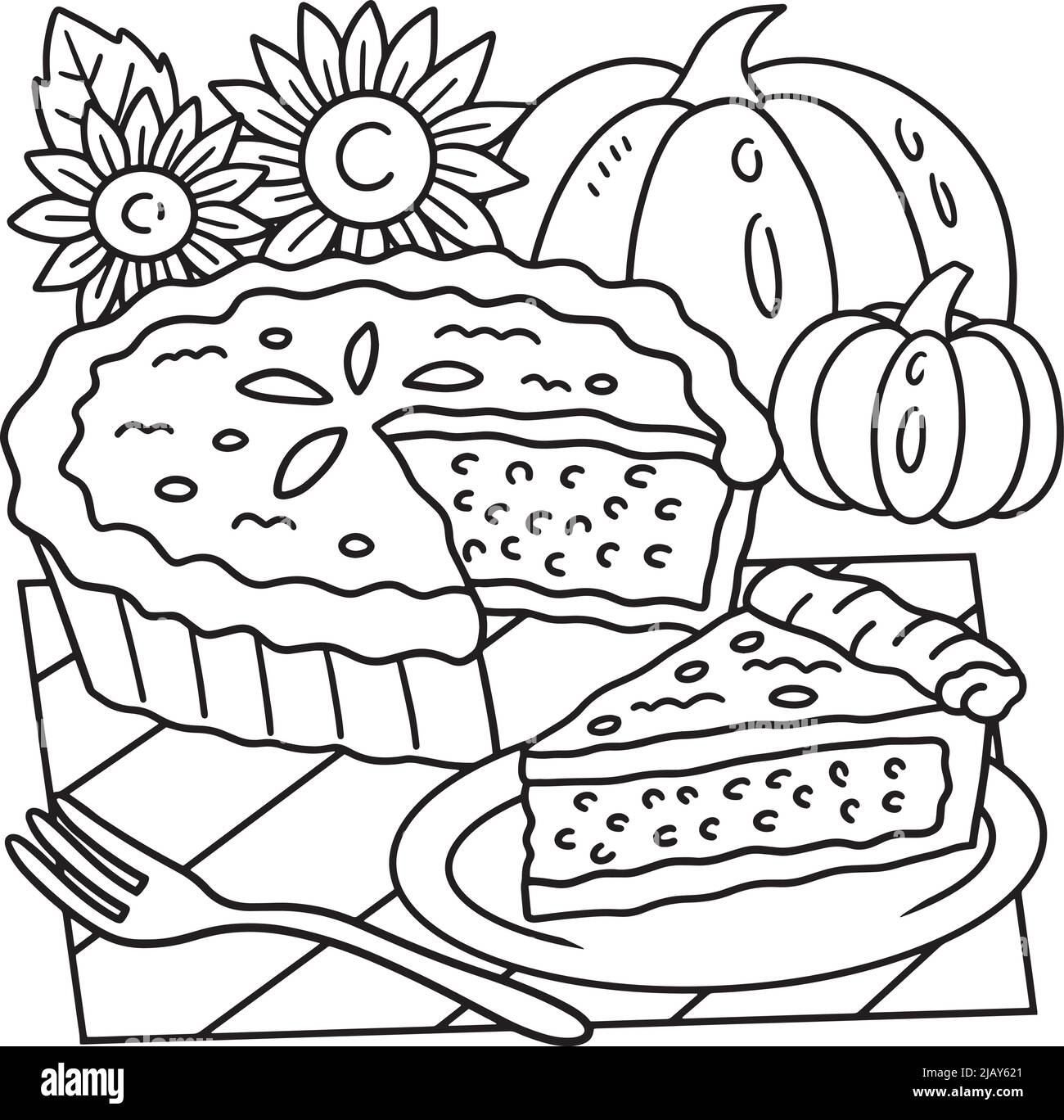 Thanksgiving Pumpkin Pie Coloring Page For Kids Stock Vector Image Art Alamy