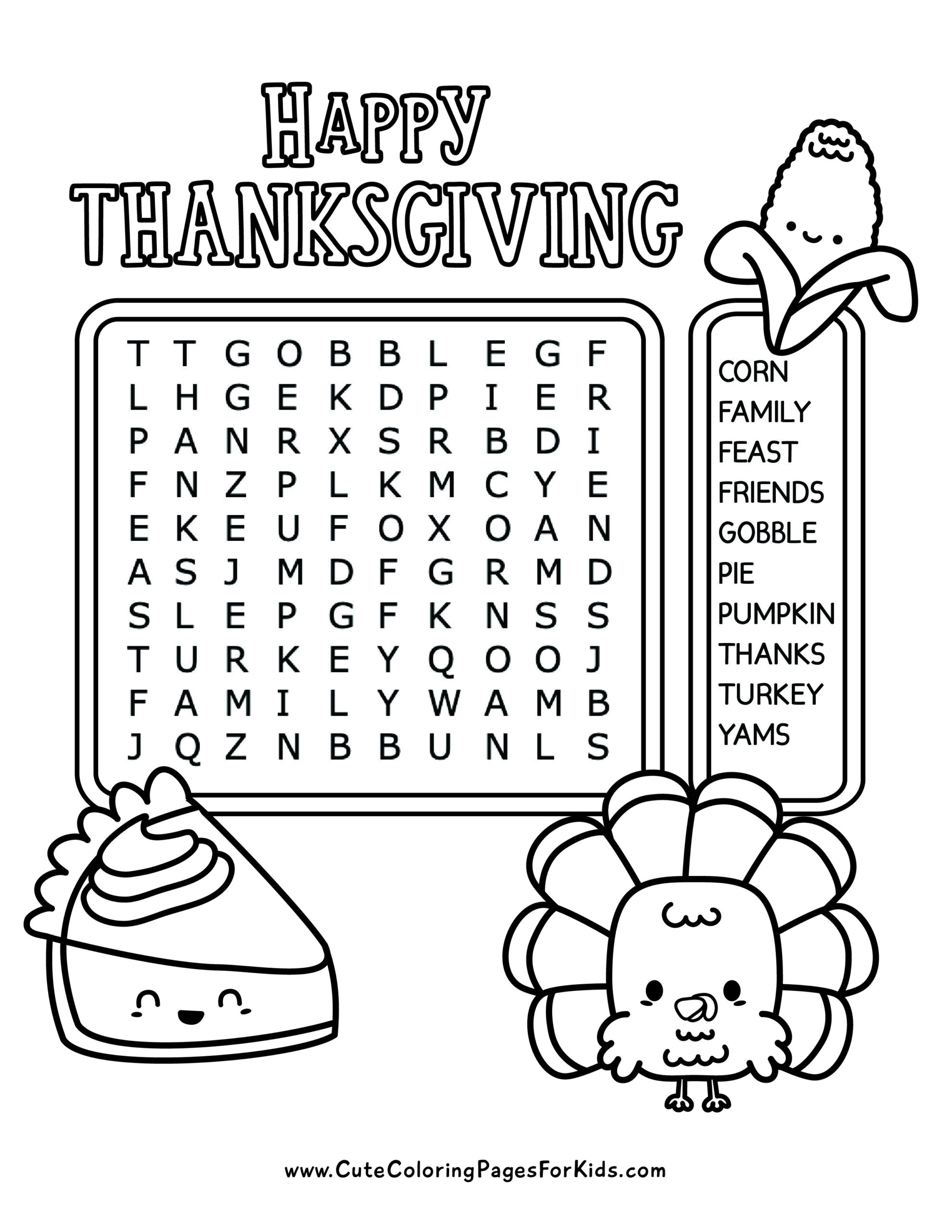 thanksgiving day word search