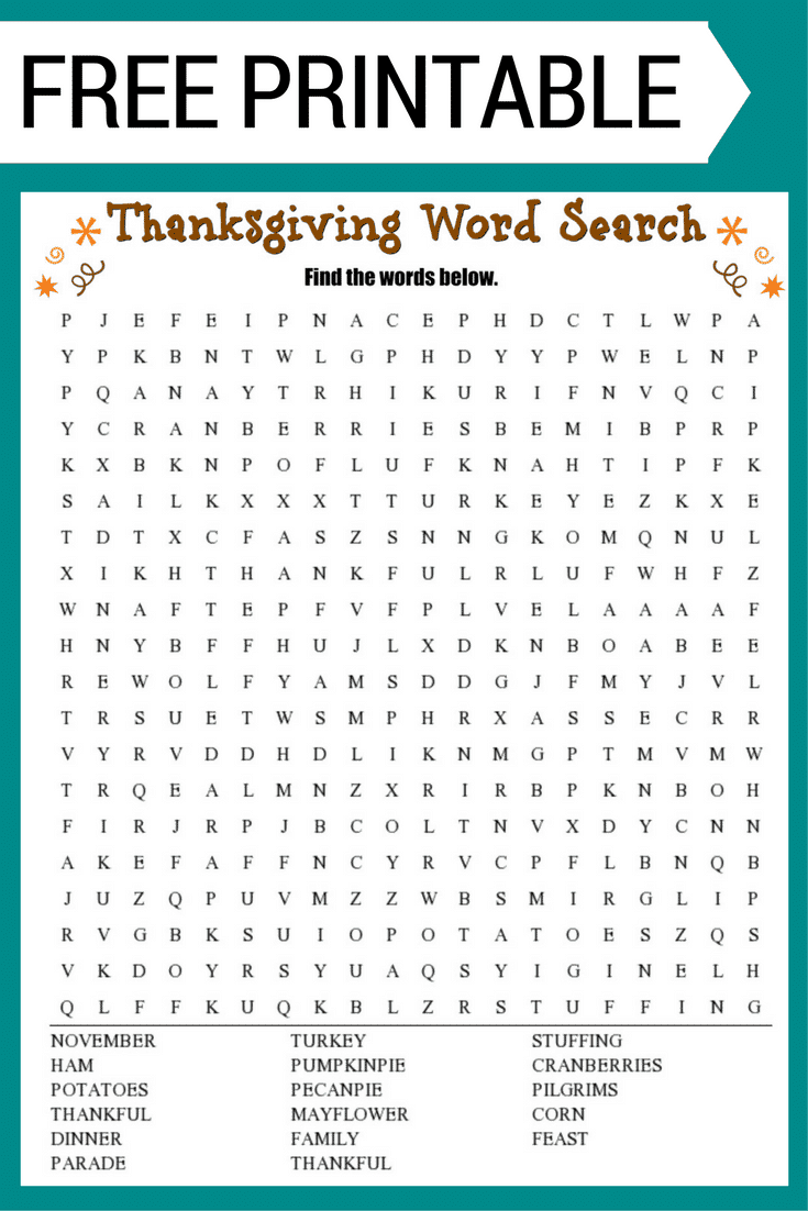 free thanksgiving word searches