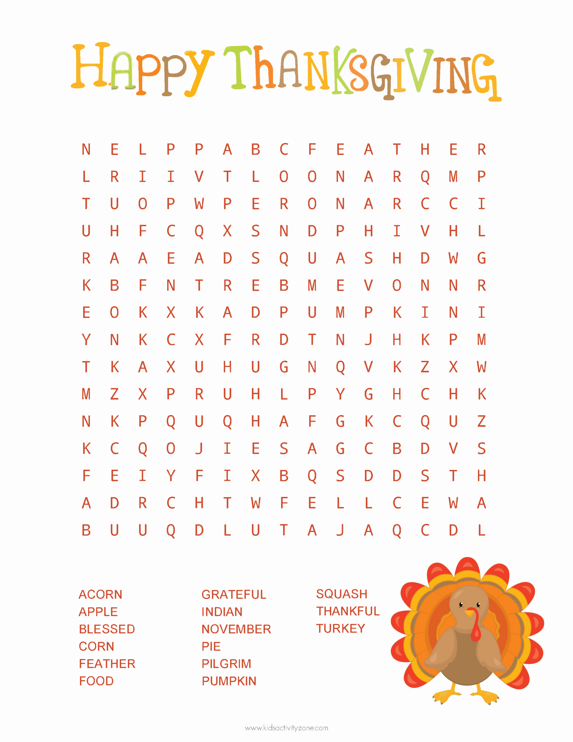 thanksgiving word search free