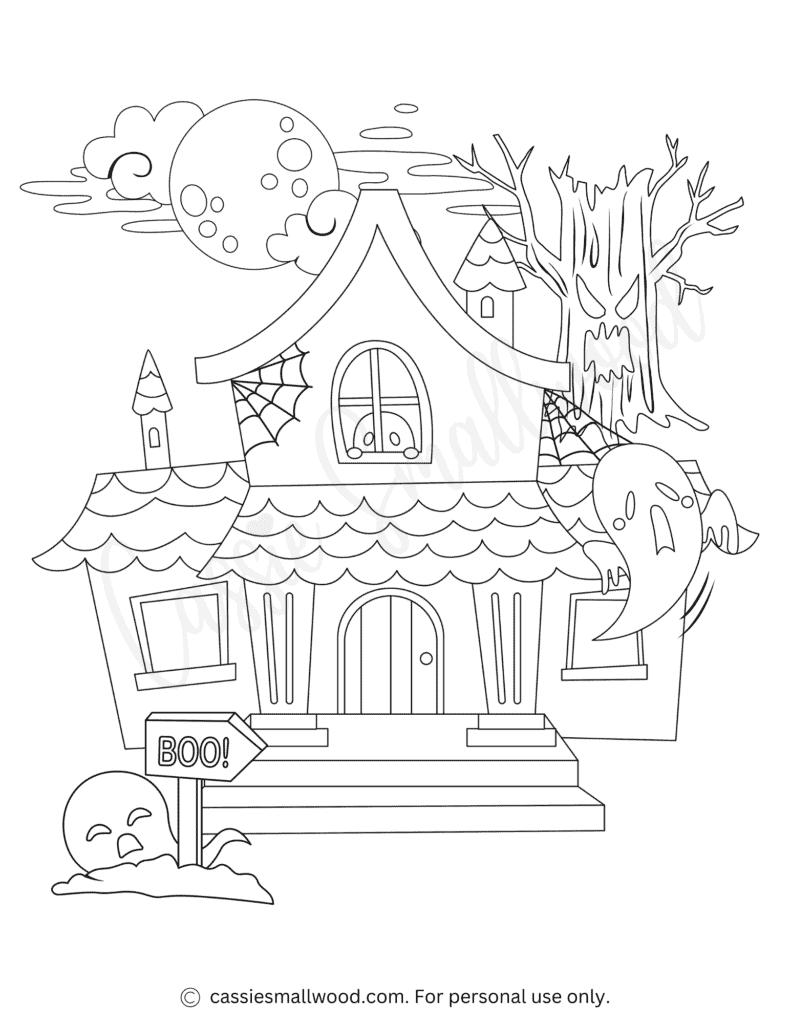 coloring pictures of haunted houses