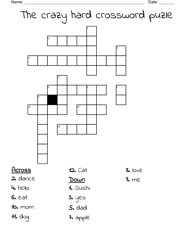 The Crazy Hard Crossword Puzle WordMint The Crazy Hard Crossword Puzle WordMint