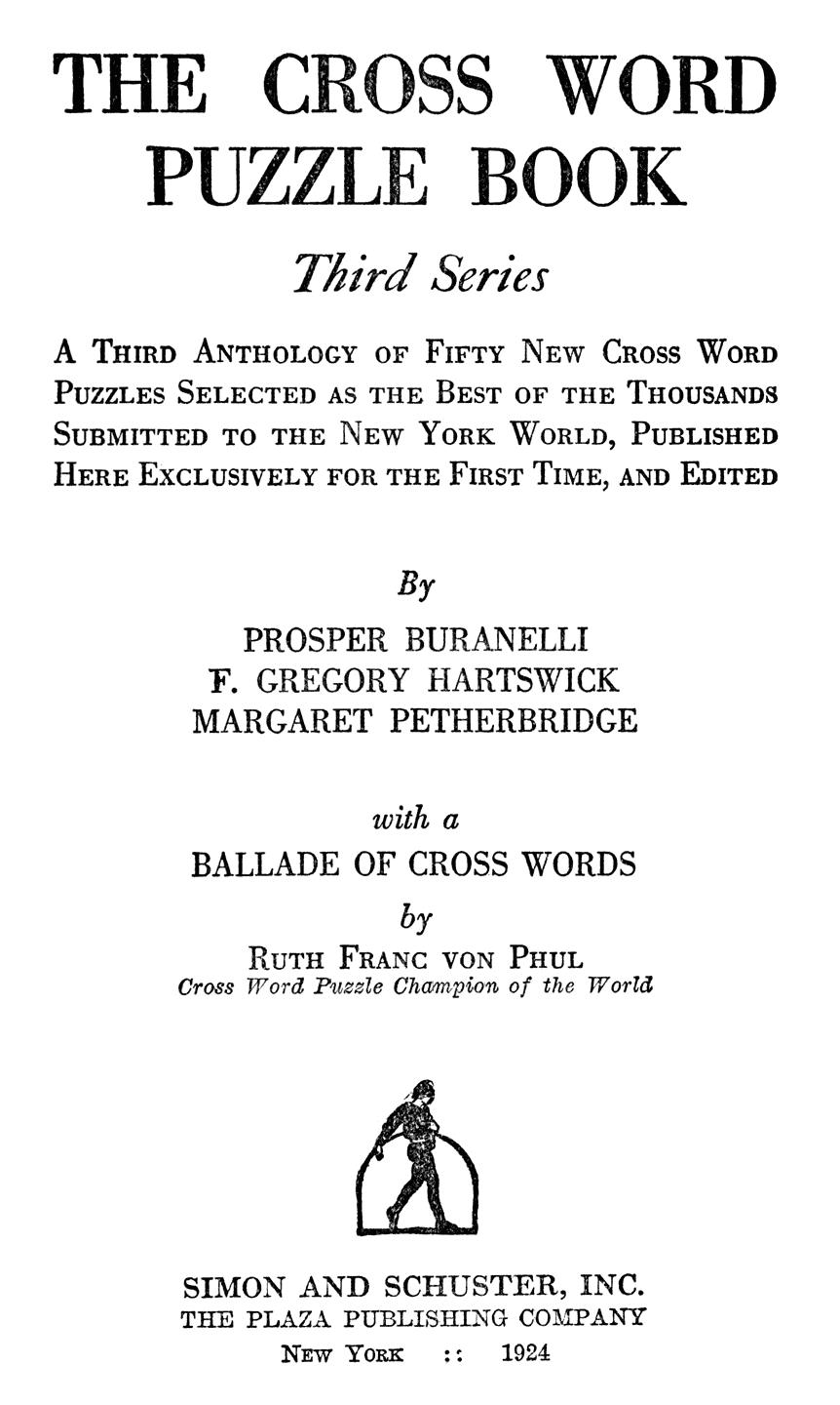 The Cross Word Puzzle Book Third Series The Cross Word Puzzle Book Third Series