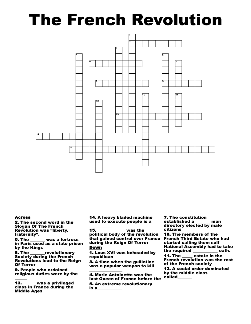 The French Revolution Crossword WordMint