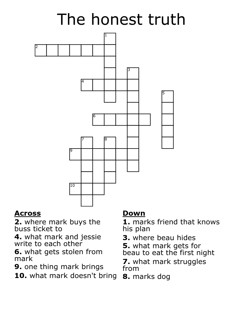 The Honest Truth Crossword WordMint The Honest Truth Crossword WordMint
