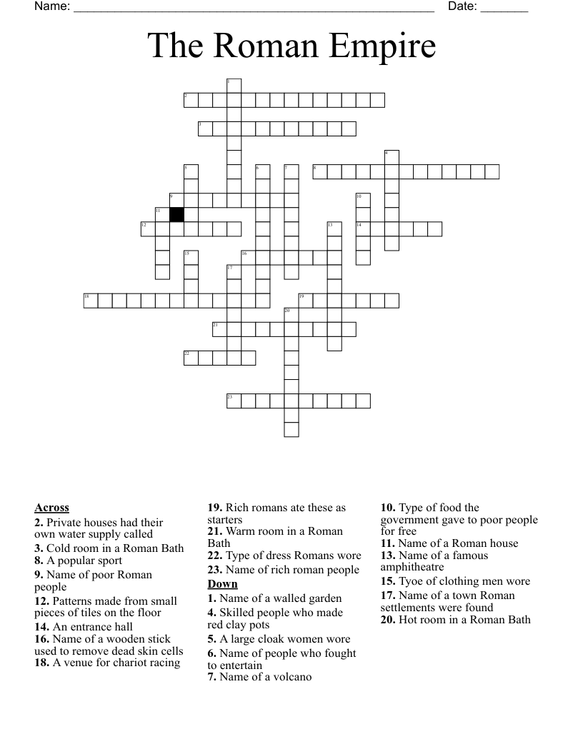 The Roman Empire Crossword WordMint