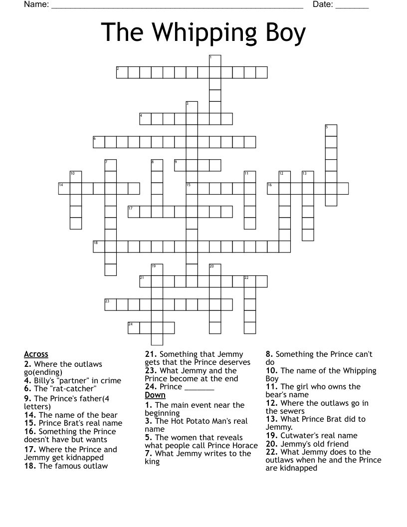 The Whipping Boy Crossword WordMint