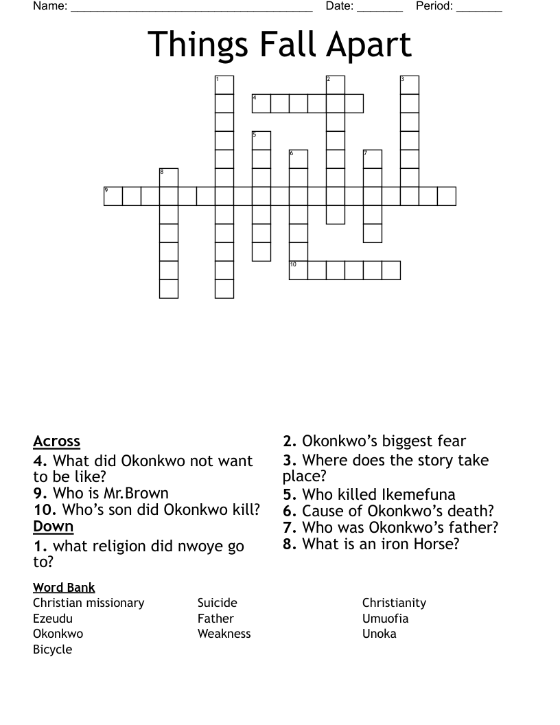 Things Fall Apart Crossword WordMint