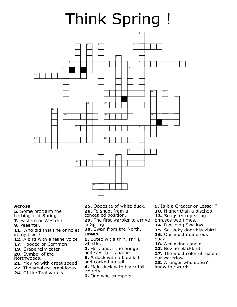 Think Spring Crossword WordMint