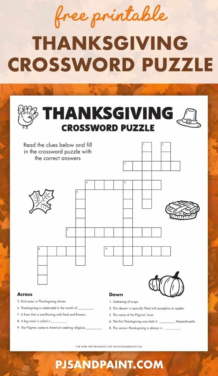 puzzles to print thanksgiving crossword