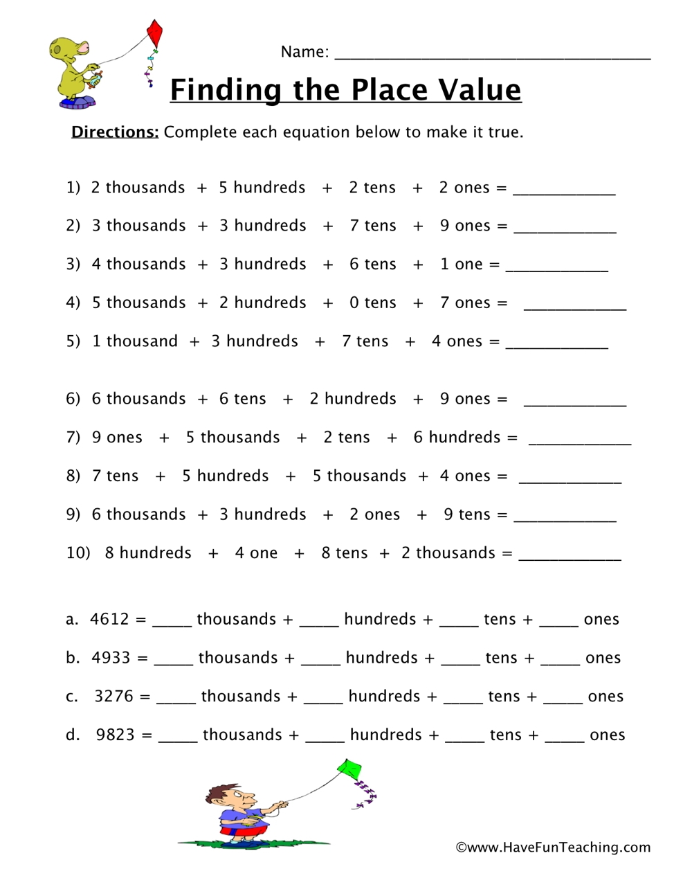 Thousands Hundreds Tens Ones Place Value Worksheet Have Fun Teaching Thousands Hundreds Tens Ones Place Value Worksheet Have Fun Teaching