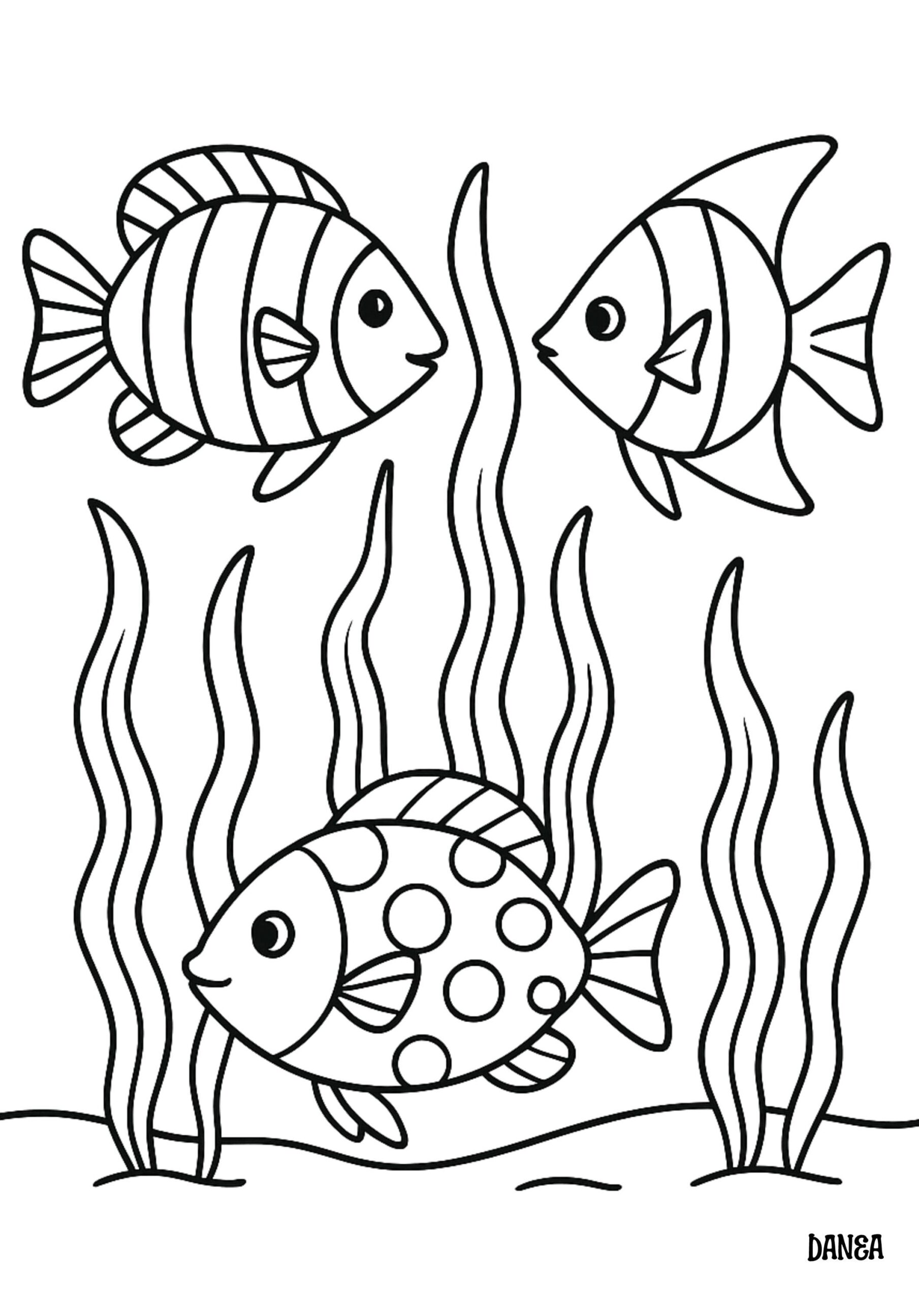 Three Tropical Fish Coloring Page Preschool Fish Printable Coloring Sheet Tropical Fish Coloring Kids Coloring Page Etsy
