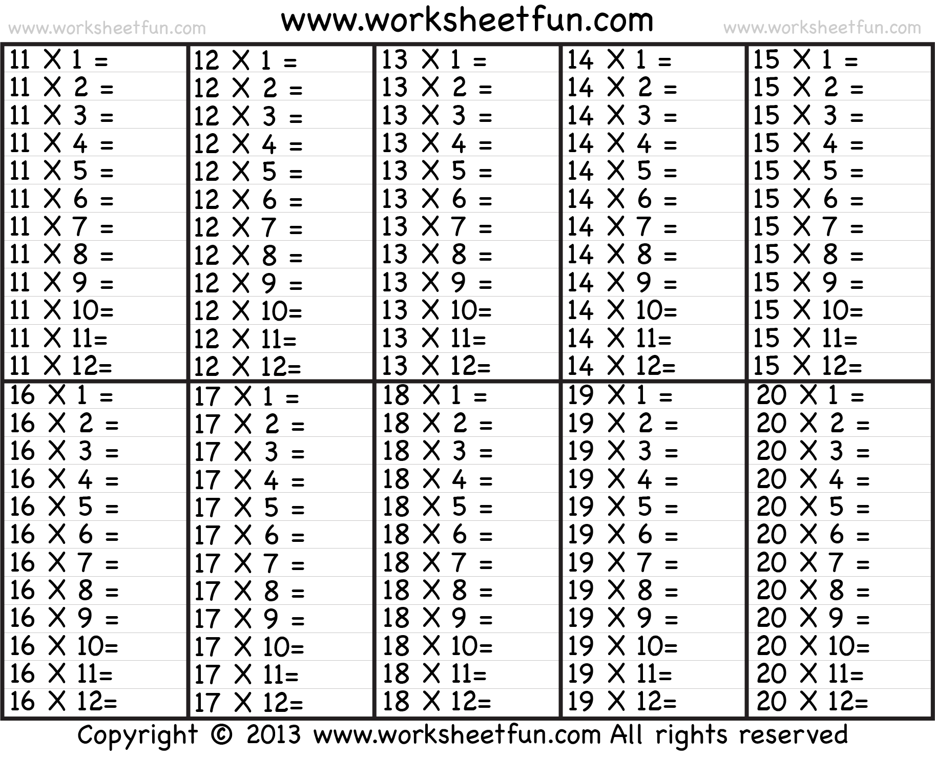 multiplication worksheets 12 times tables multiplication worksheets 12 times tables