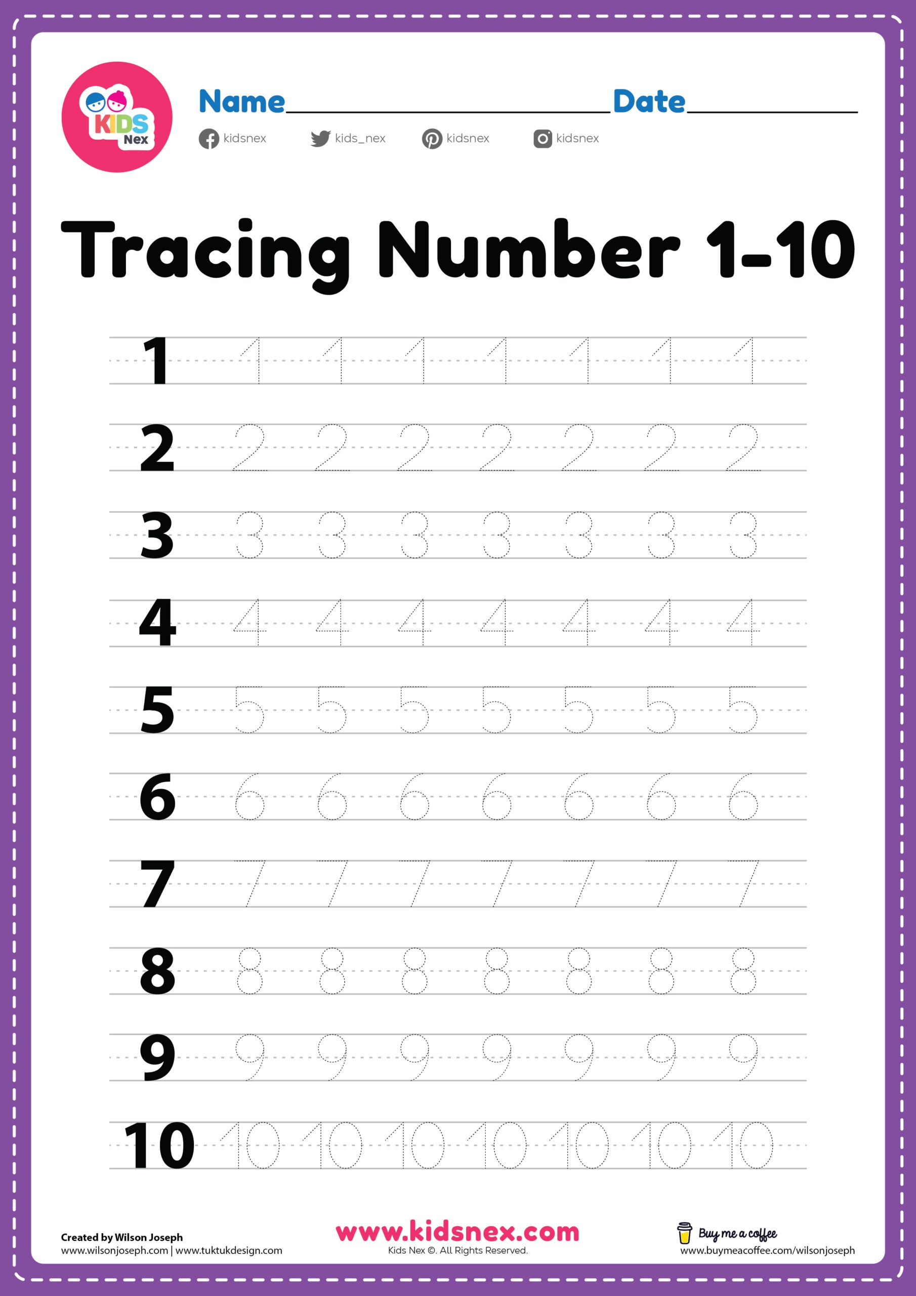 Tracing Number 1 10 Worksheet Free PDF Printable For Kids Tracing Number 1 10 Worksheet Free PDF Printable For Kids