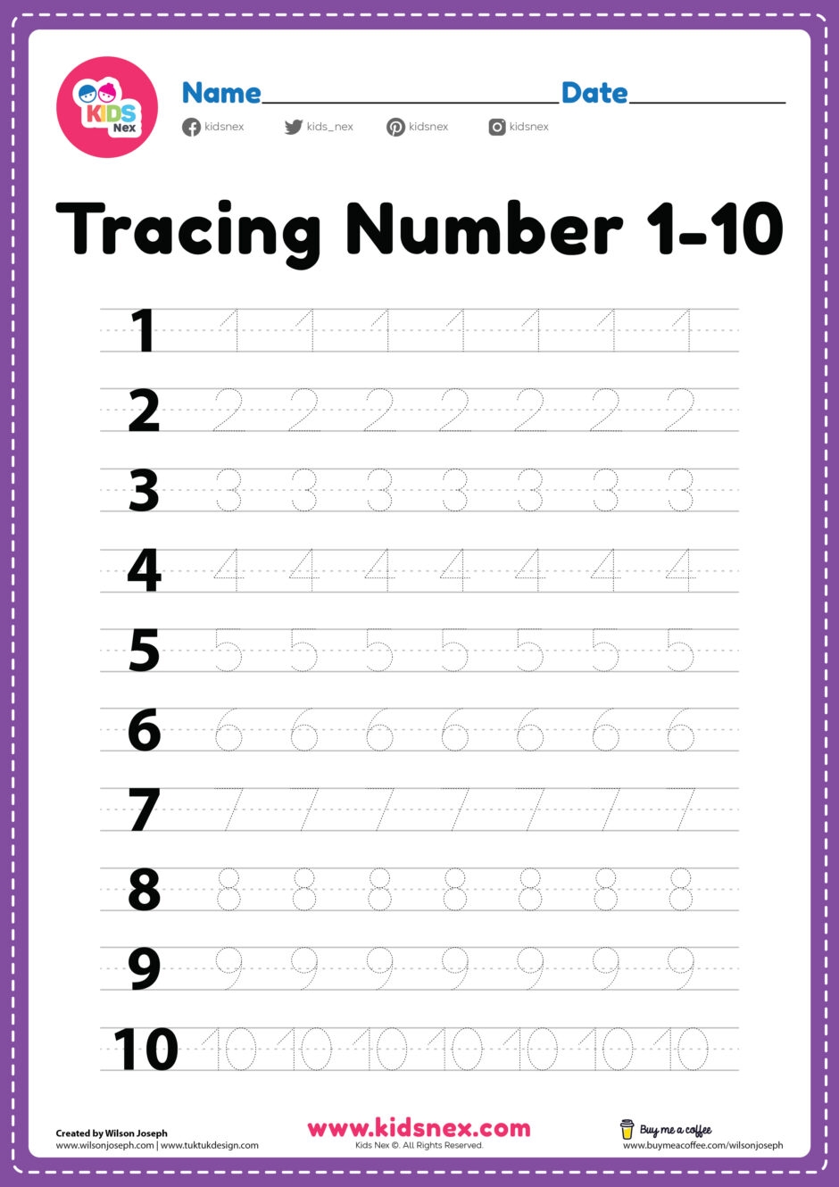 Tracing Number 1 10 Worksheet Free PDF Printable For Kids Tracing Number 1 10 Worksheet Free PDF Printable For Kids