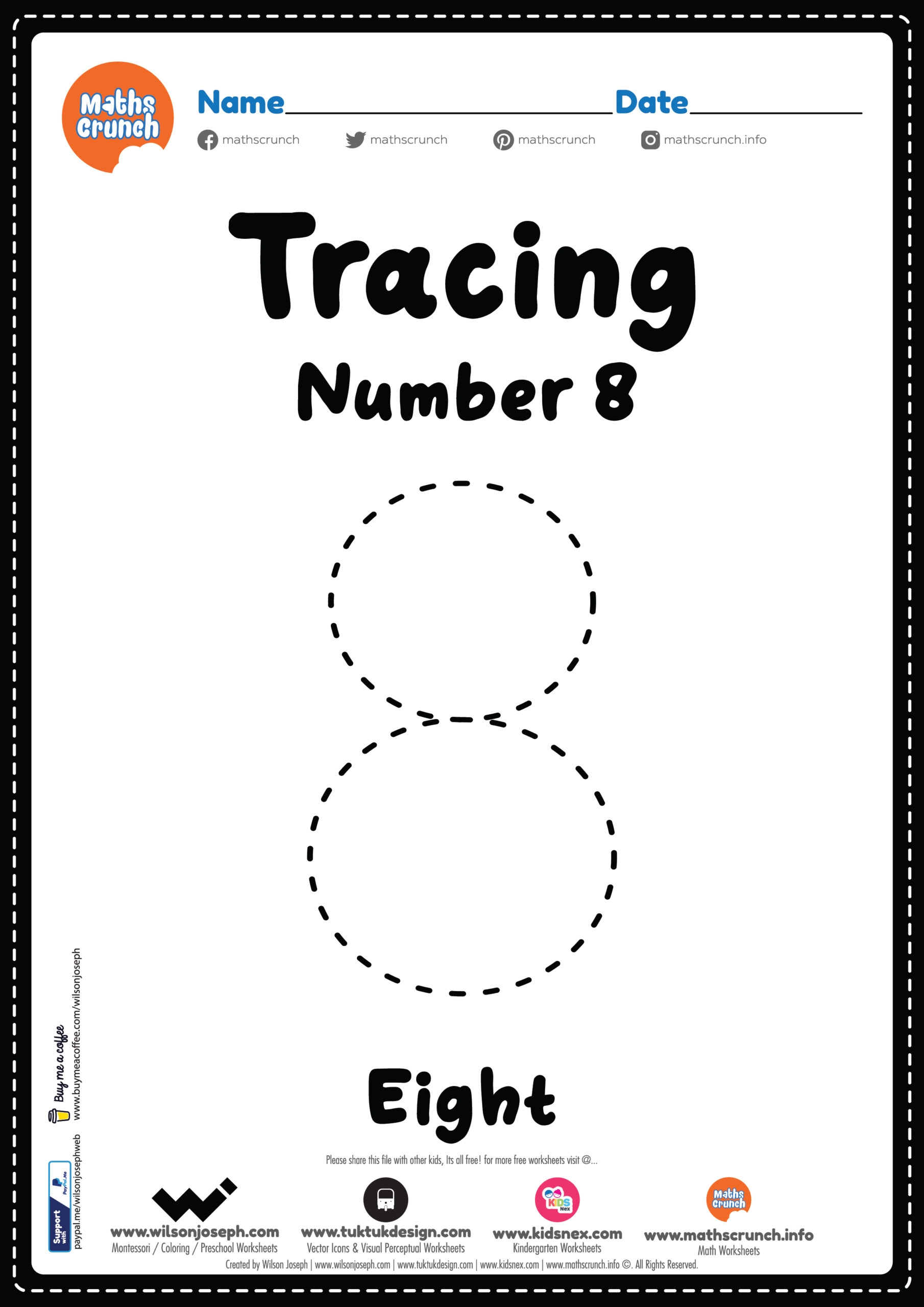 Tracing Number 8 Worksheet For Kids Free Printable PDF Tracing Number 8 Worksheet For Kids Free Printable PDF