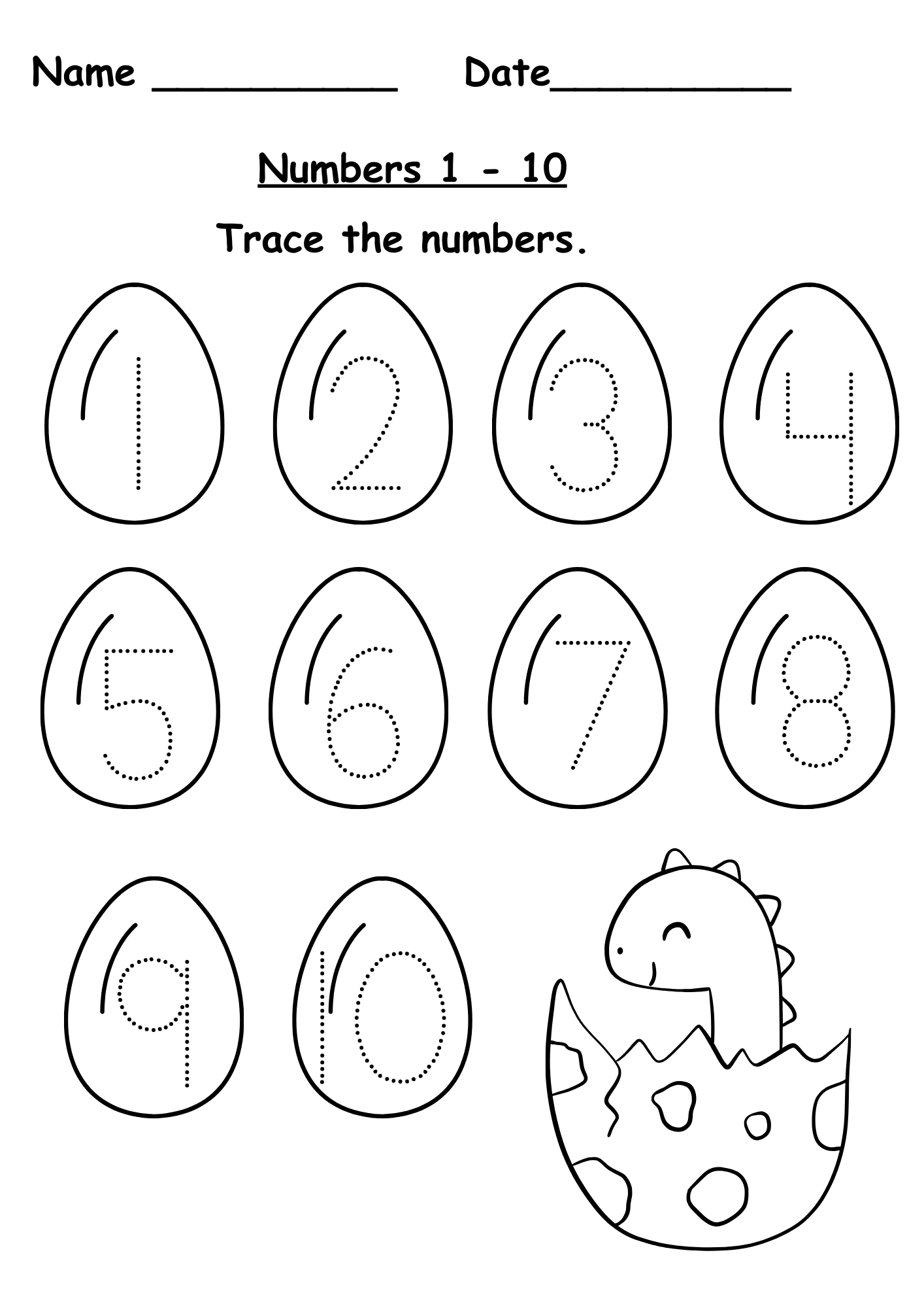 Tracing Numbers 1 10 Tracing Numbers 1 10