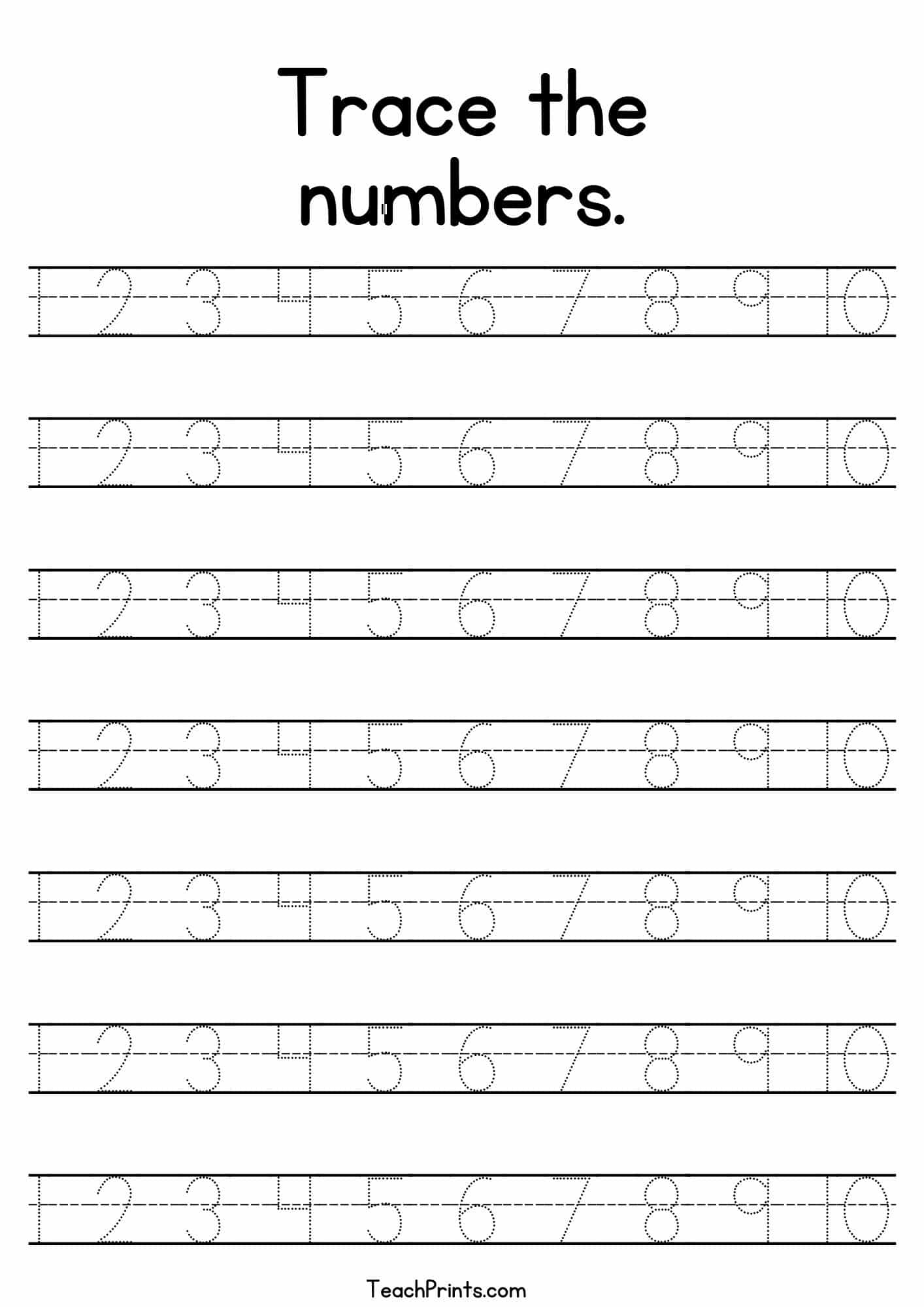 Tracing Numbers 1 10 Worksheets Free Printable Pdfs Teach Prints Tracing Numbers 1 10 Worksheets Free Printable Pdfs Teach Prints