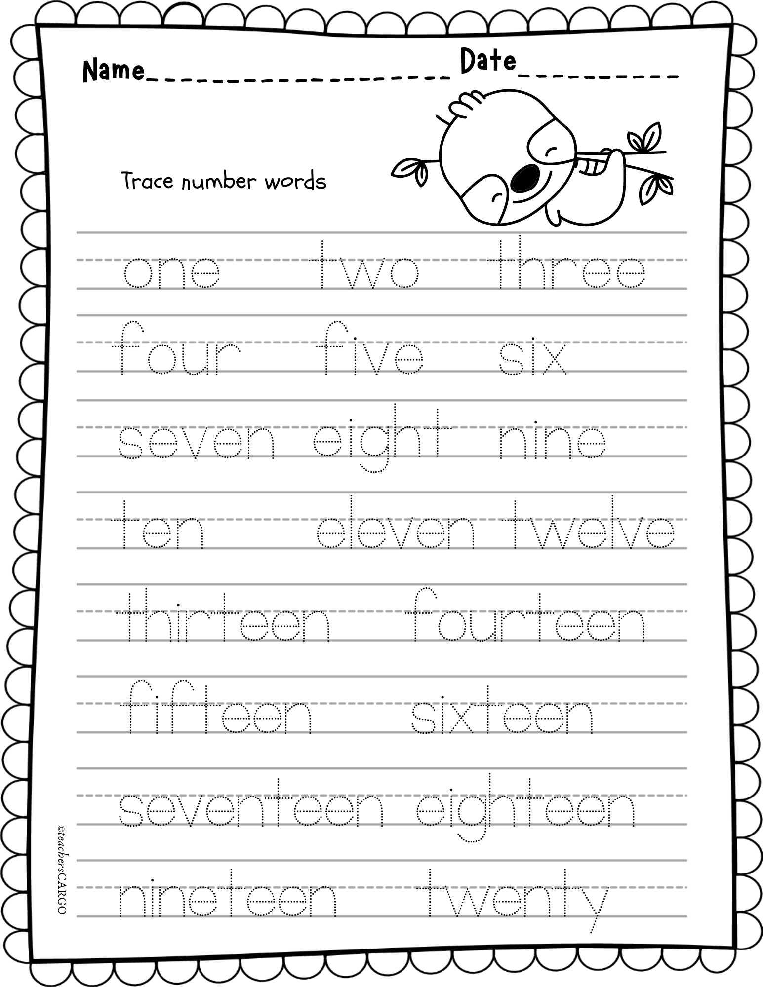 tracing numbers 1 20 worksheets
