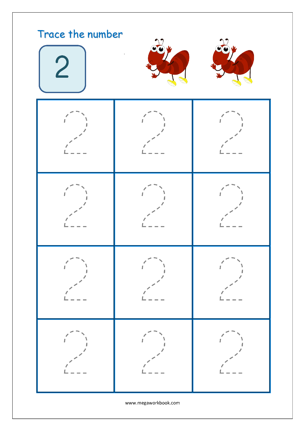 number 2 tracing worksheets
