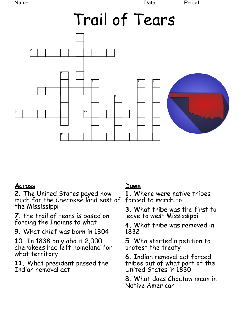 Trail Of Tears Crossword WordMint