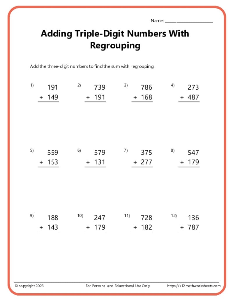 three digit addition worksheets three digit addition worksheets