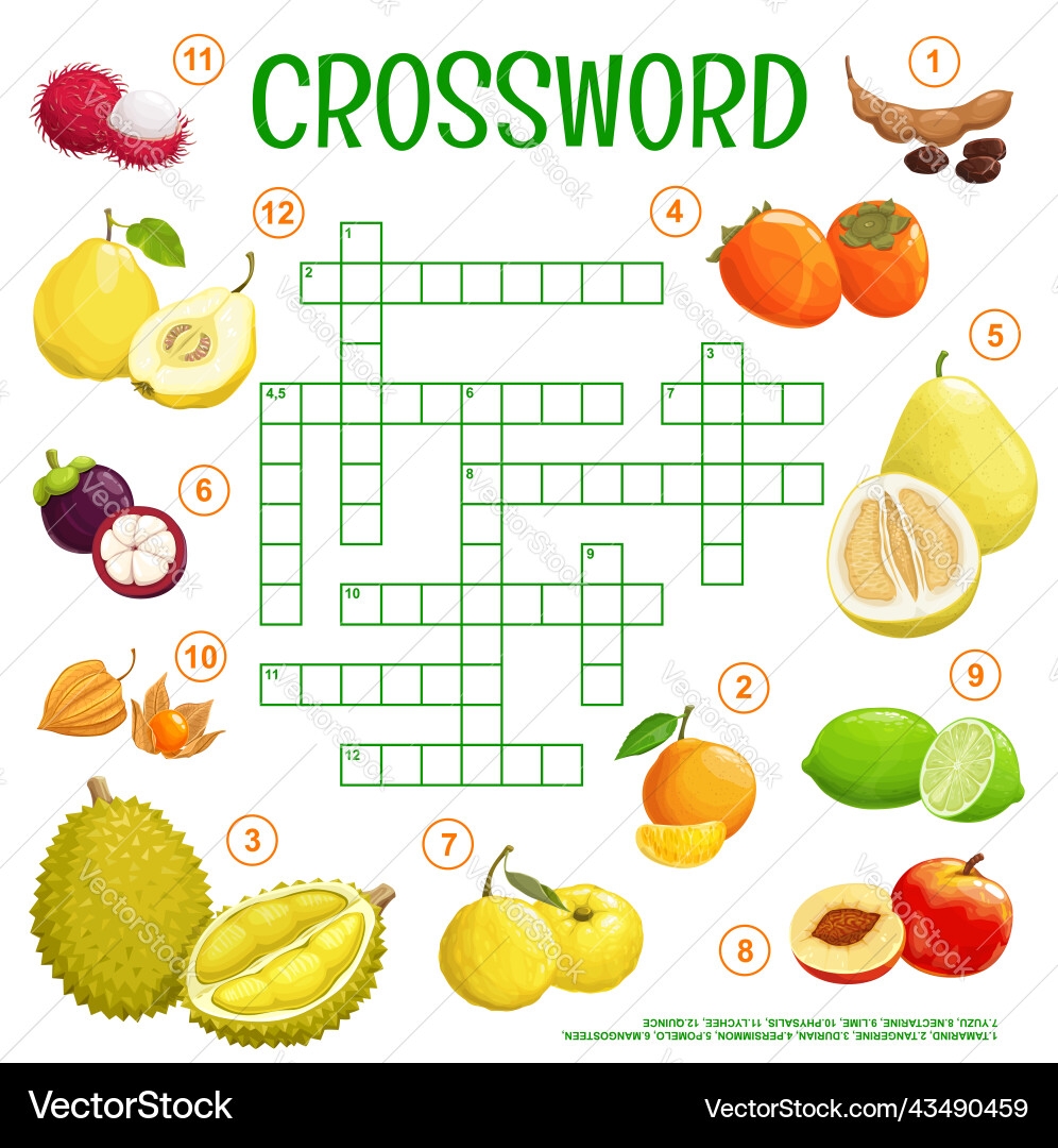 Tropical Fruit Crossword Puzzle Royalty Free Vector VectorStock Tropical Fruit Crossword Puzzle Royalty Free Vector VectorStock