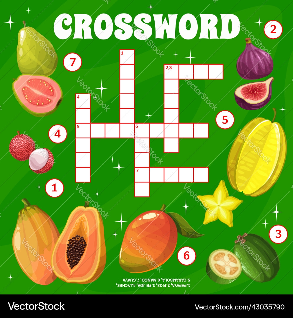 Tropical Raw Fruits Crossword Grid Find Word Game Royalty Free Vector VectorStock Tropical Raw Fruits Crossword Grid Find Word Game Royalty Free Vector VectorStock