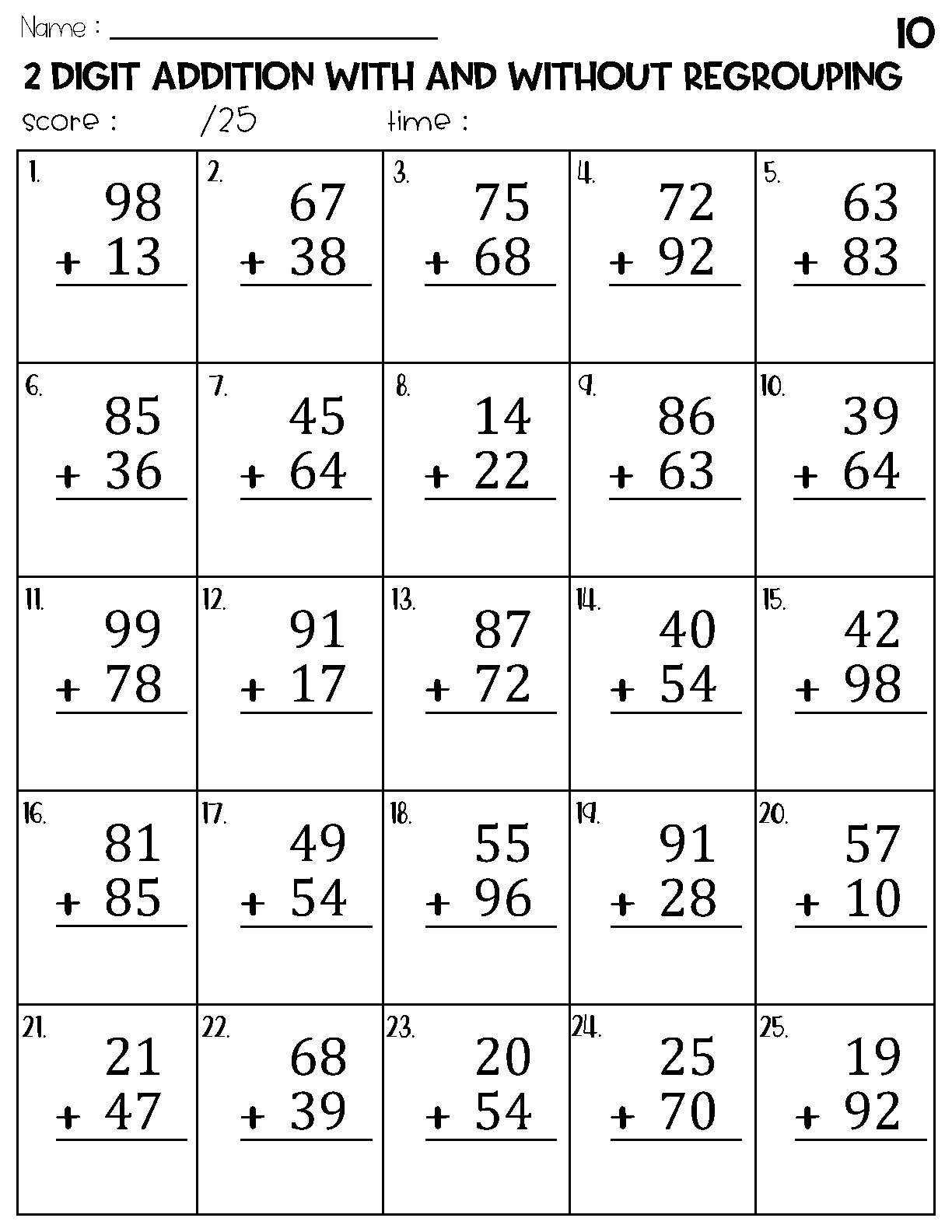 Two Digit Addition With And Without Regrouping Worksheets Etsy Two Digit Addition With And Without Regrouping Worksheets Etsy