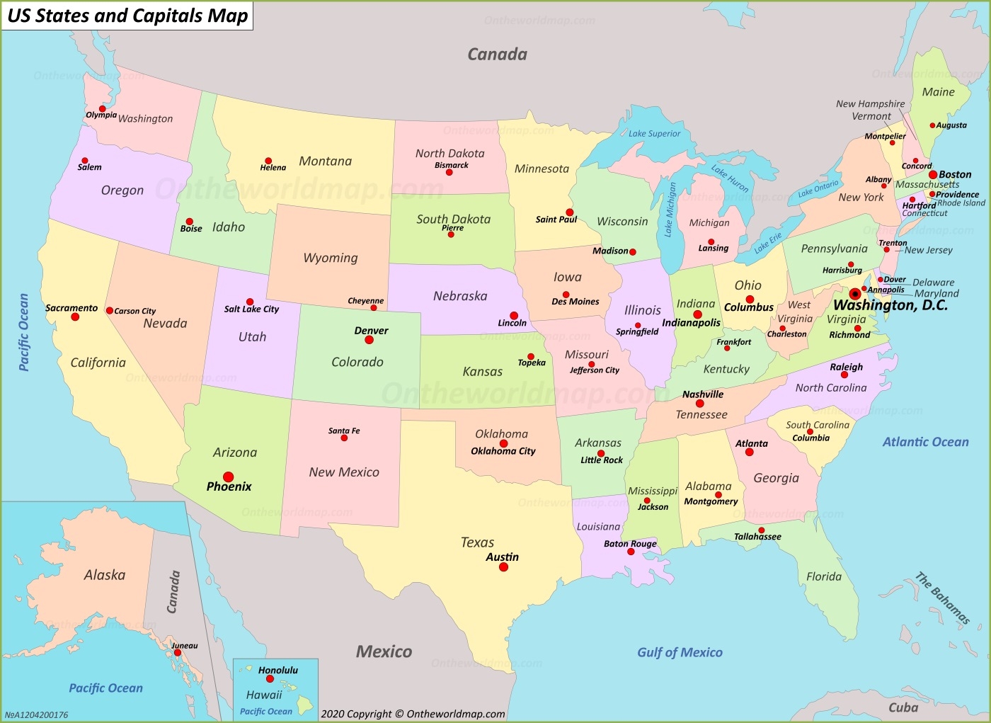 usa map states and capitals