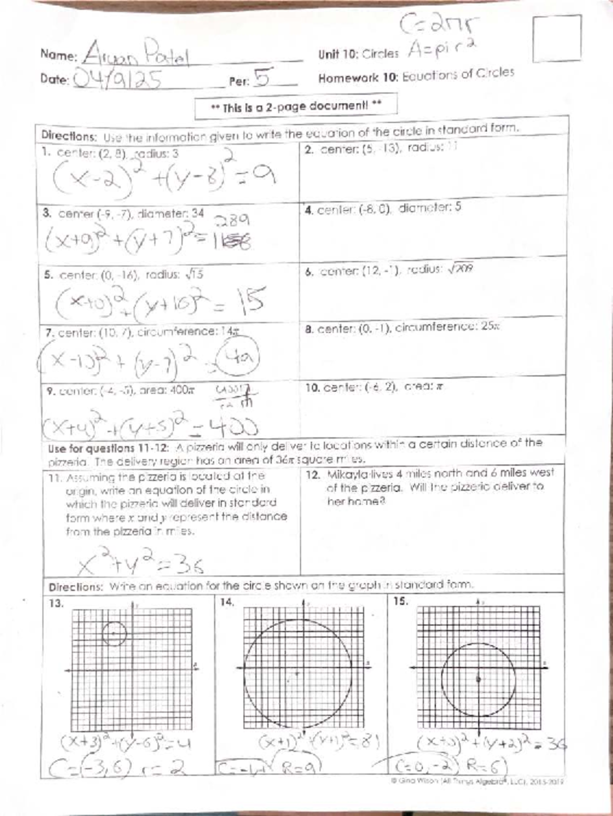 Unit 10 Homework 10 Equations Of Circles And Their Applications Studocu Unit 10 Homework 10 Equations Of Circles And Their Applications Studocu
