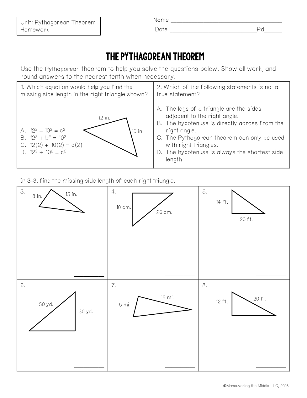 Unit 9 Lesson 1 Homework The Pythagorean Theorem Josh Agee Library Formative Unit 9 Lesson 1 Homework The Pythagorean Theorem Josh Agee Library Formative