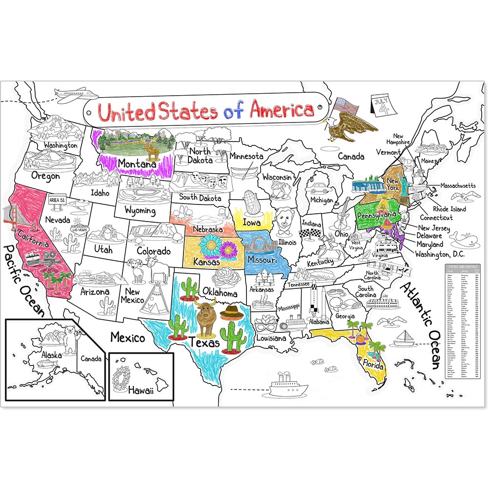 US Map Coloring Poster 35x52 Giant Coloring Posters US Map Coloring Poster 35x52 Giant Coloring Posters