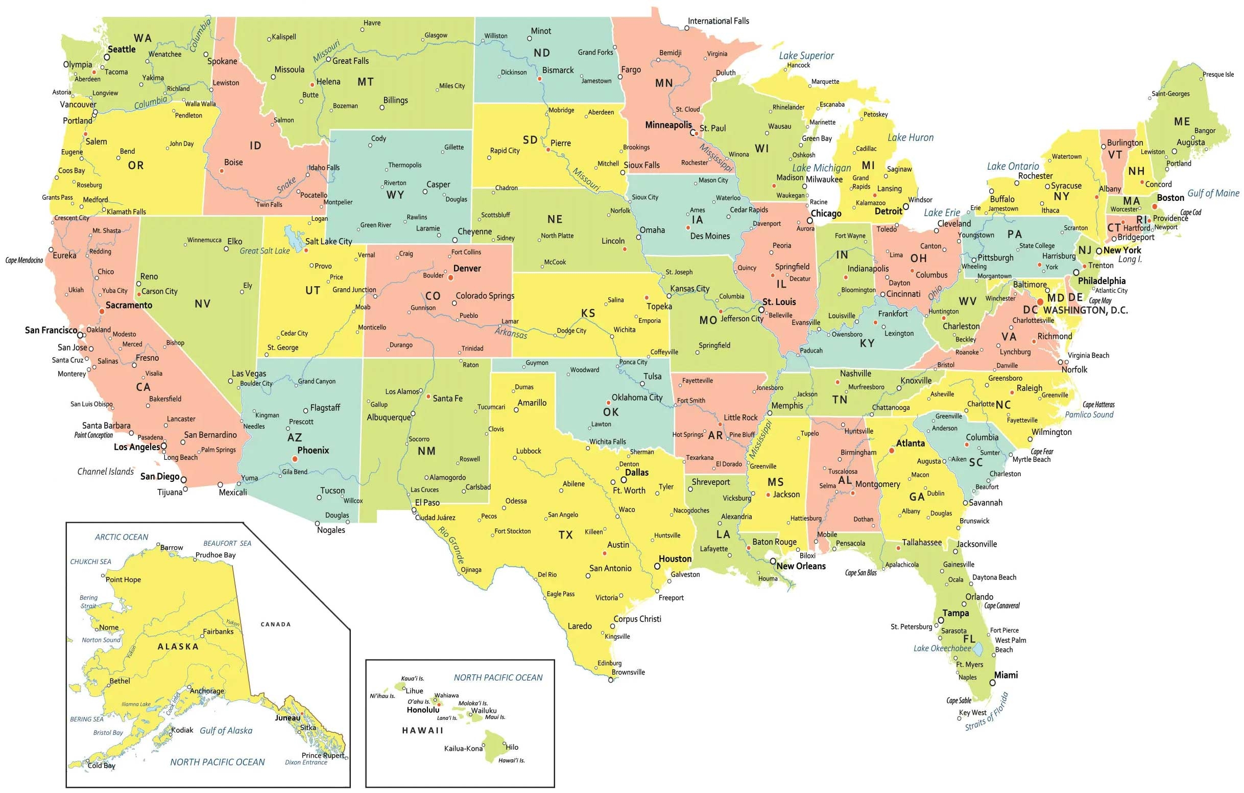 USA Map With States And Cities GIS Geography USA Map With States And Cities GIS Geography