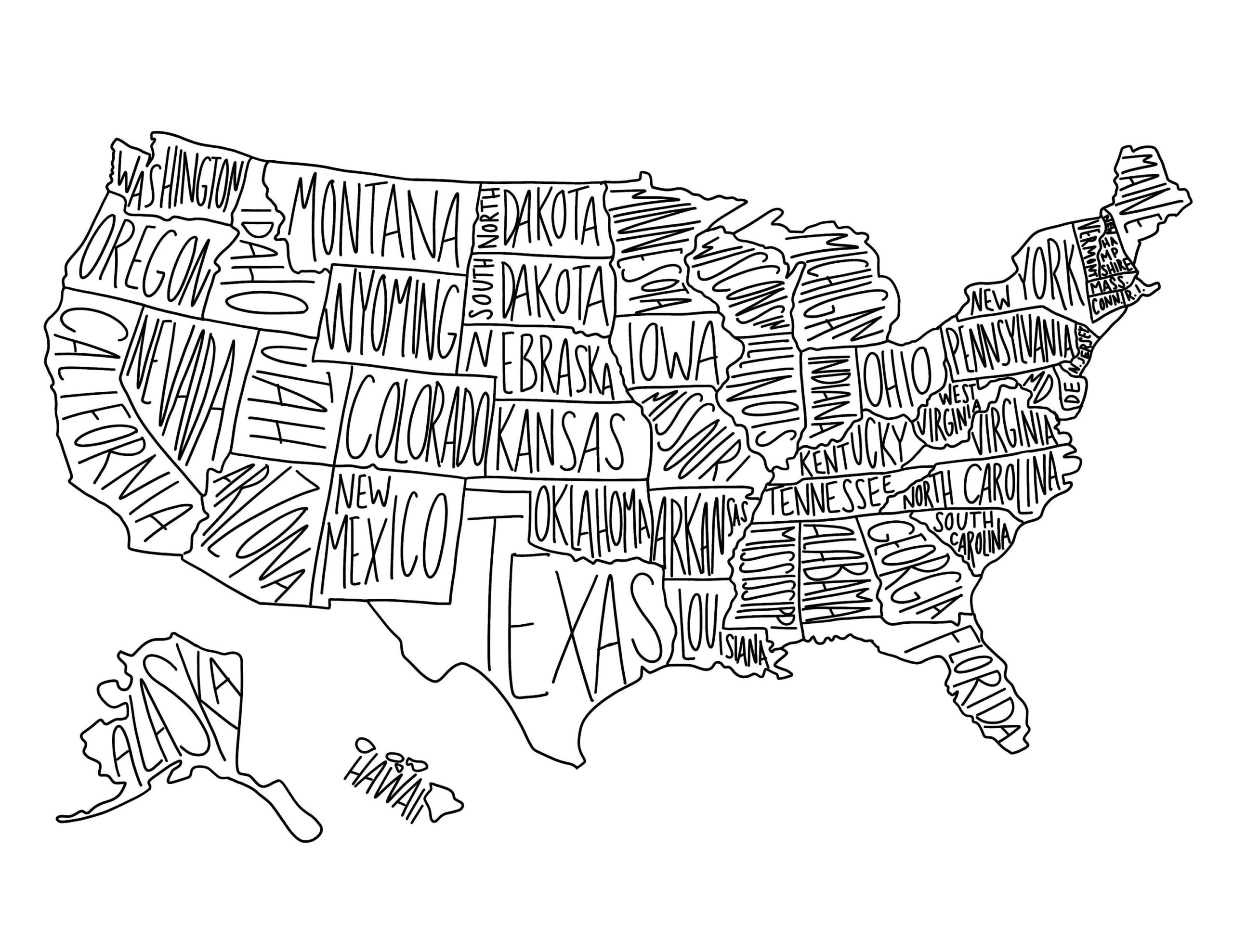 USA State Map Coloring Page United States Geography digital Download Etsy Israel USA State Map Coloring Page United States Geography digital Download Etsy Israel