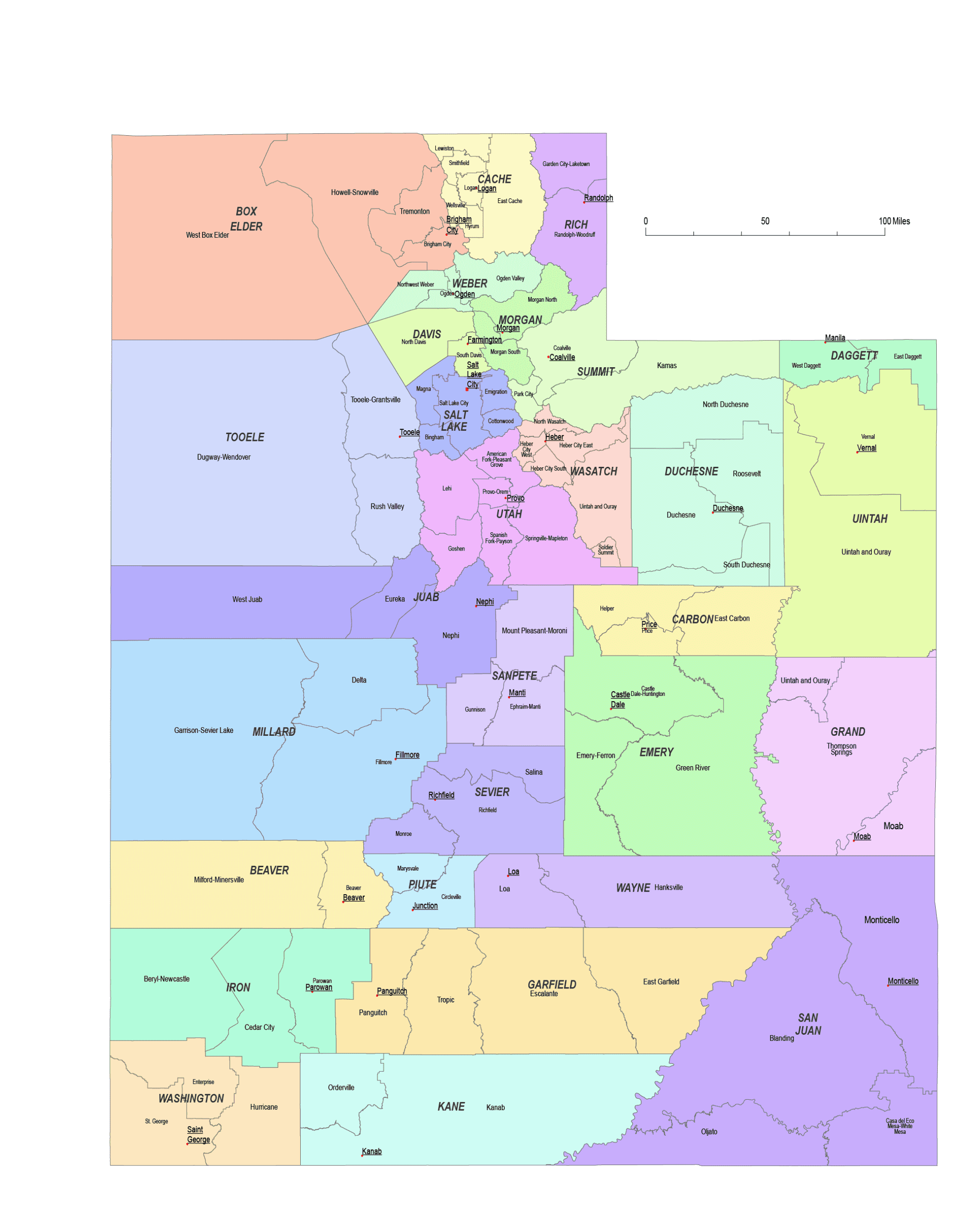 county map in utah county map in utah